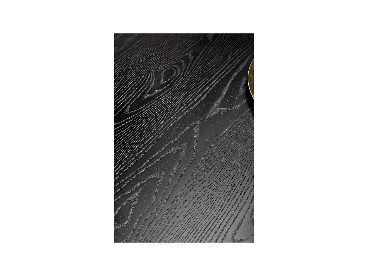 Table de salle à manger ronde noire de 120 cm avec pieds en acier noir et doré Lady