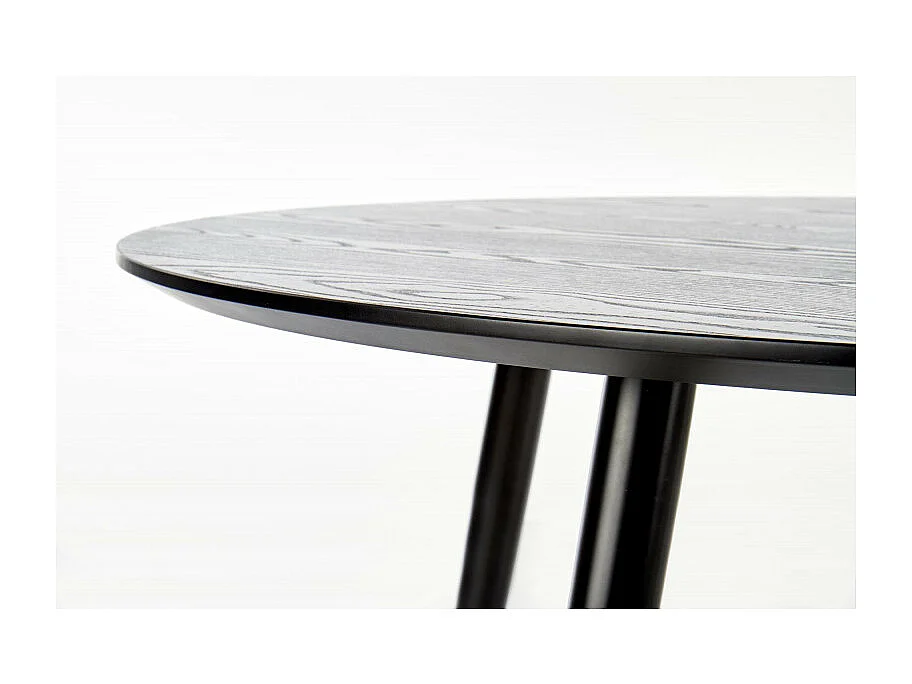Table de salle à manger ronde noire de 120 cm avec pieds en acier noir et doré Lady