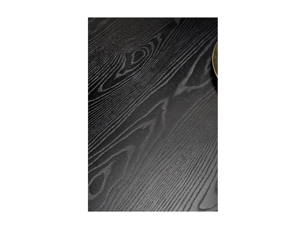 Table de salle à manger ronde noire de 120 cm avec pieds en acier noir et doré Lady