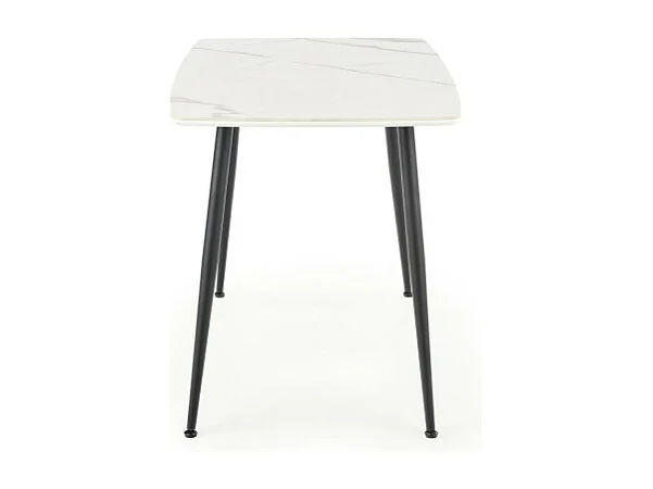 Table à manger aspect marbre blanc avec pieds en métal noir BOCHICA