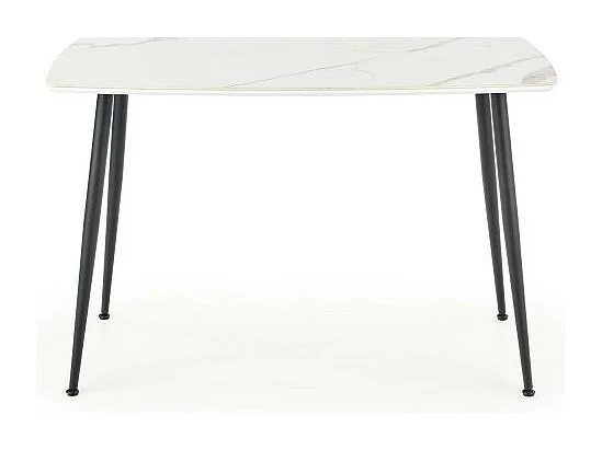 Table à manger aspect marbre blanc avec pieds en métal noir BOCHICA