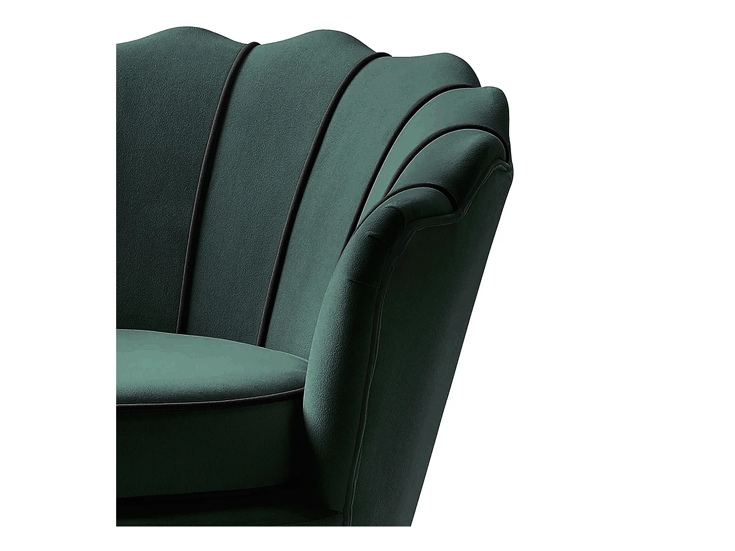 Sillón de concha de terciopelo verde con patas de metal HOEL negro