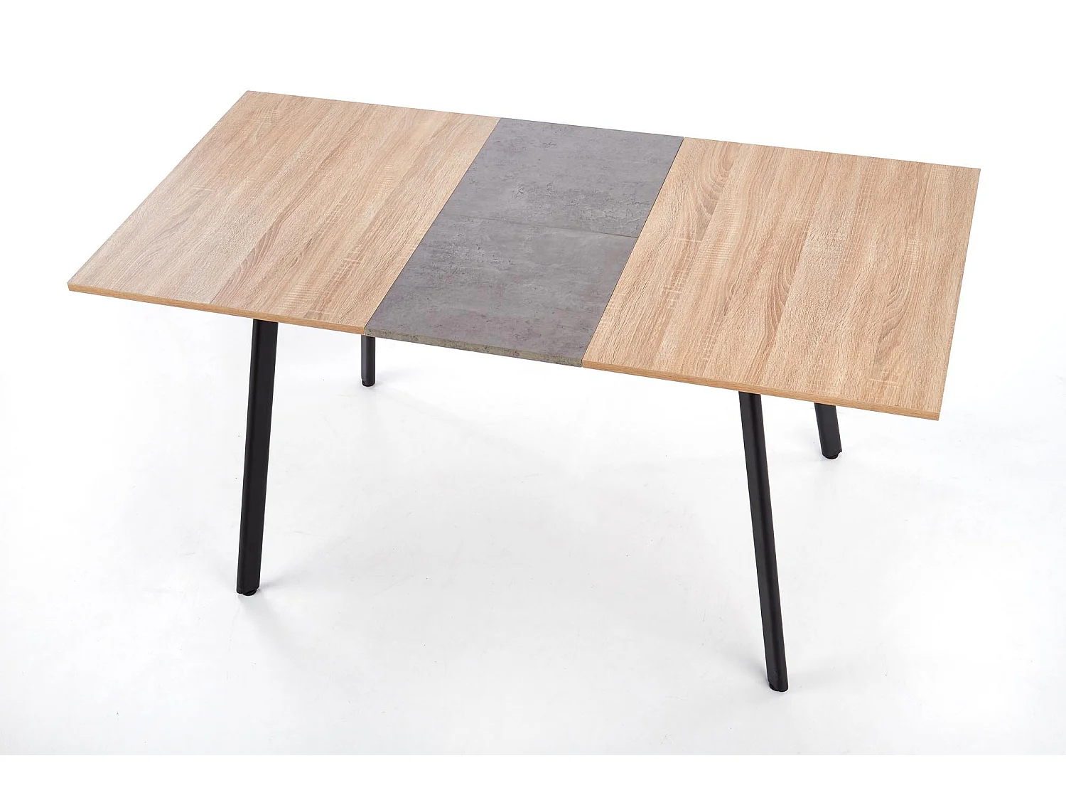 Table de salle à manger extensible aspect chêne et pieds noir Ottawa