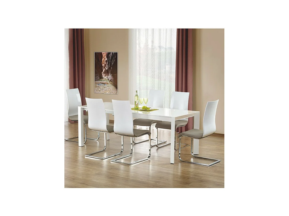 Table à manger extensible blanc laqué Mike - 130cm / 250cm