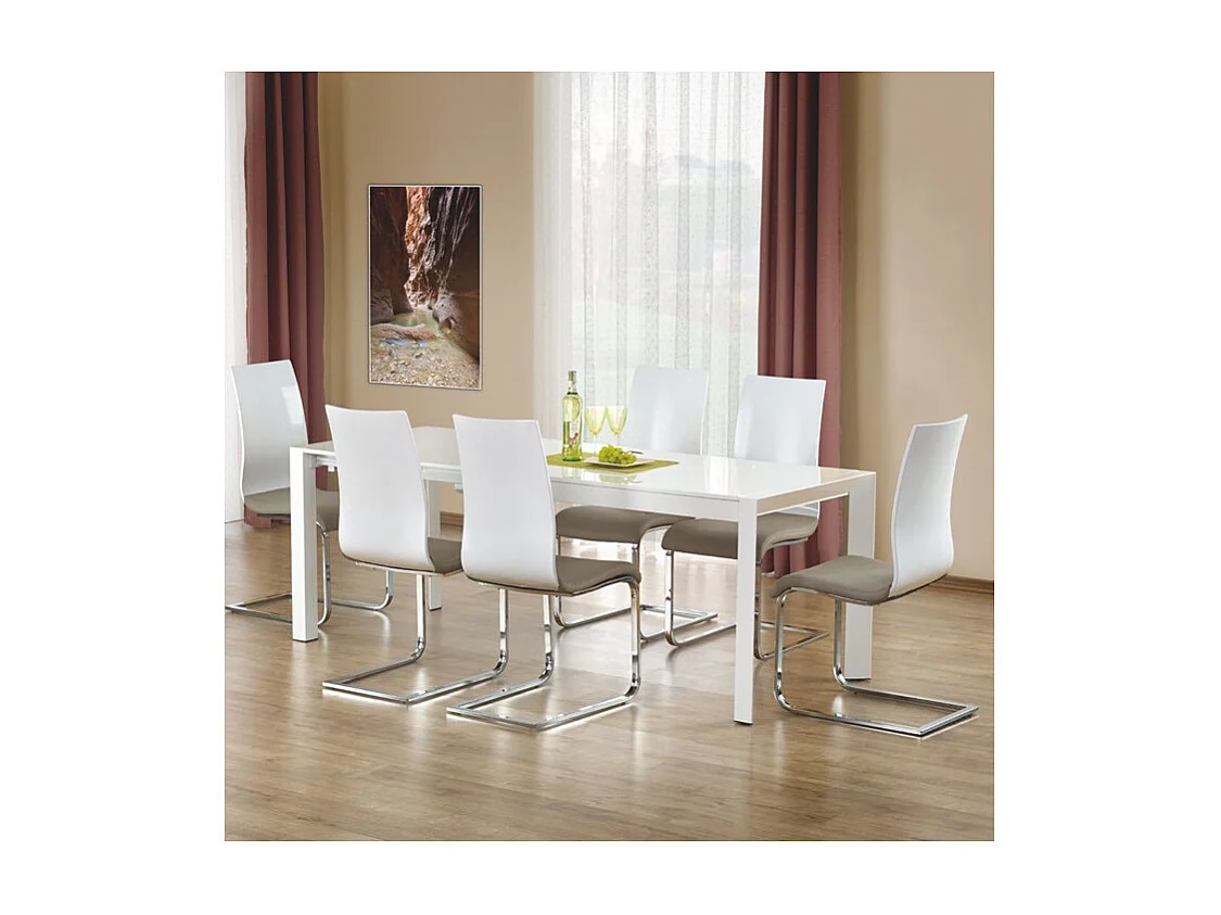 Table à manger extensible blanc laqué Mike - 130cm / 250cm