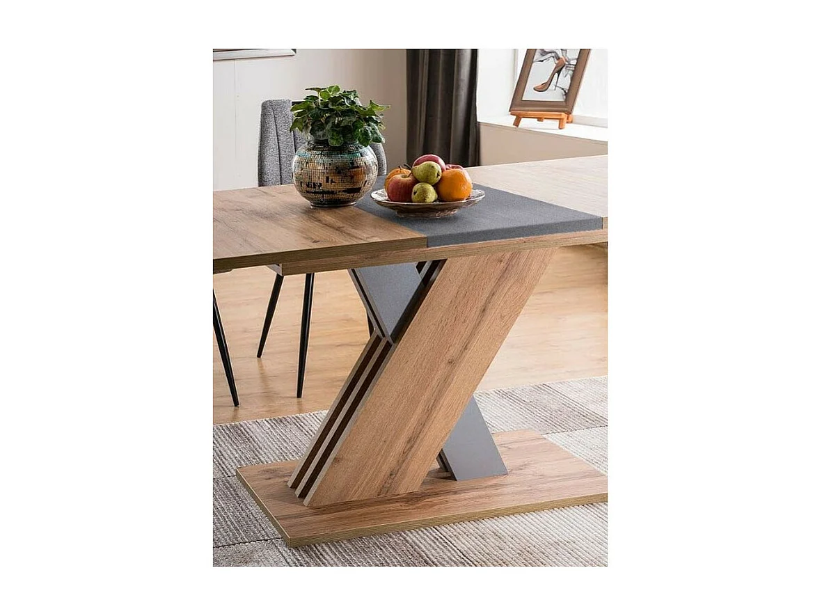 Table extensible chêne artisan & anthracite 140cm Zest