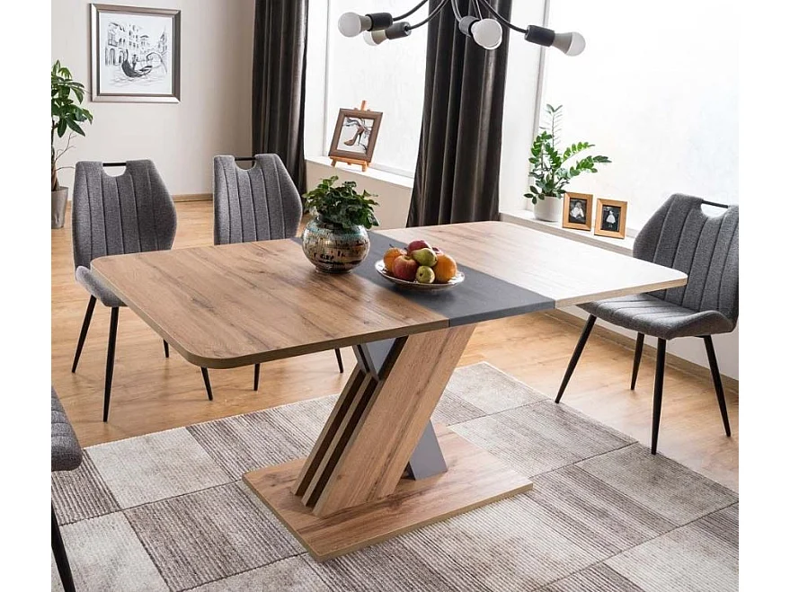 Mesa extensible Artisan roble y antracita 140cm Zest