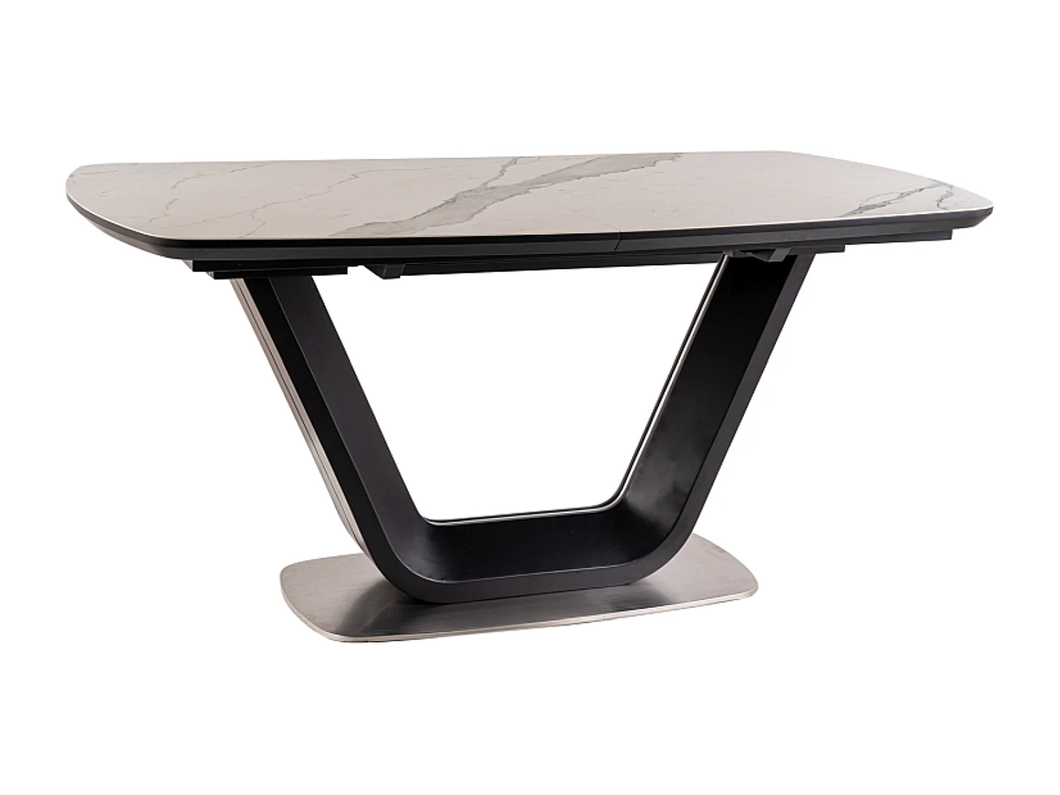 Table à manger extensible noir & marbre 160cm Vanda