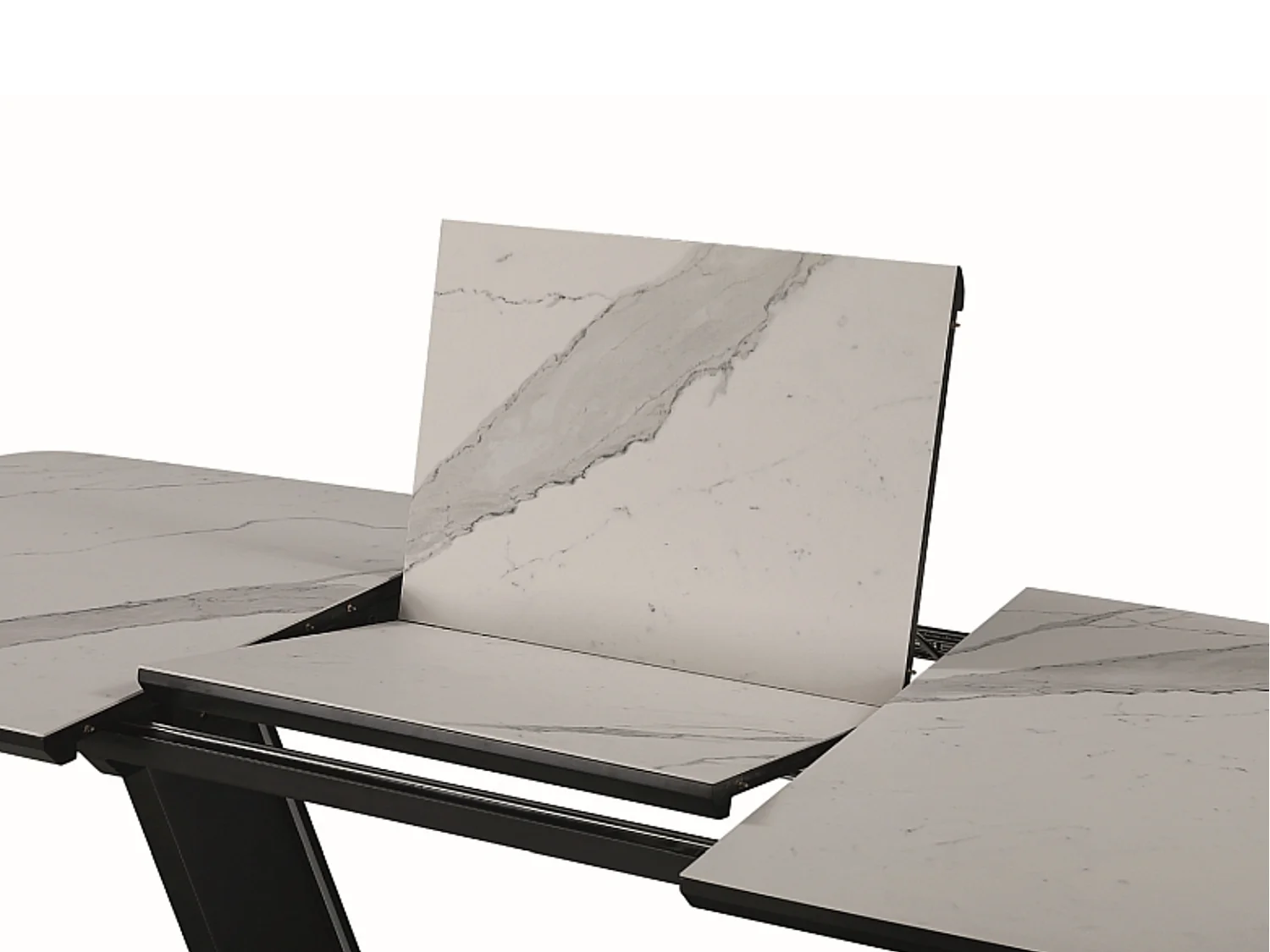 Table à manger extensible noir & marbre 160cm Vanda