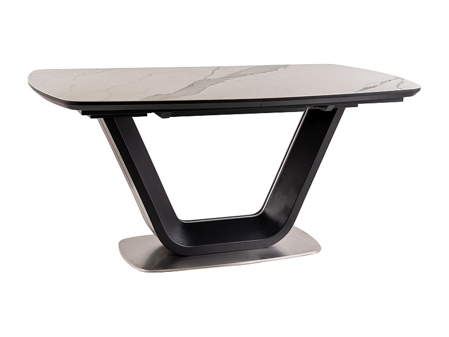 Table à manger extensible noir & marbre 160cm Vanda