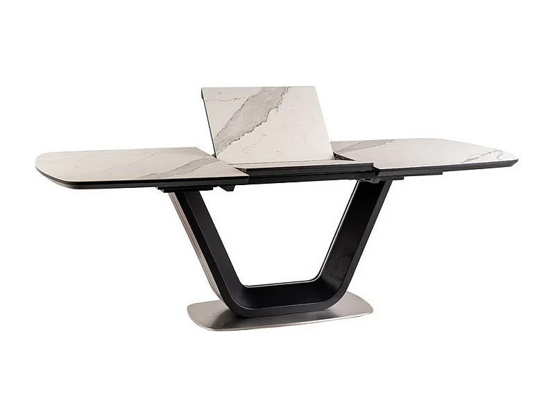 Mesa de comedor extensible negra y mármol 160cm Vanda