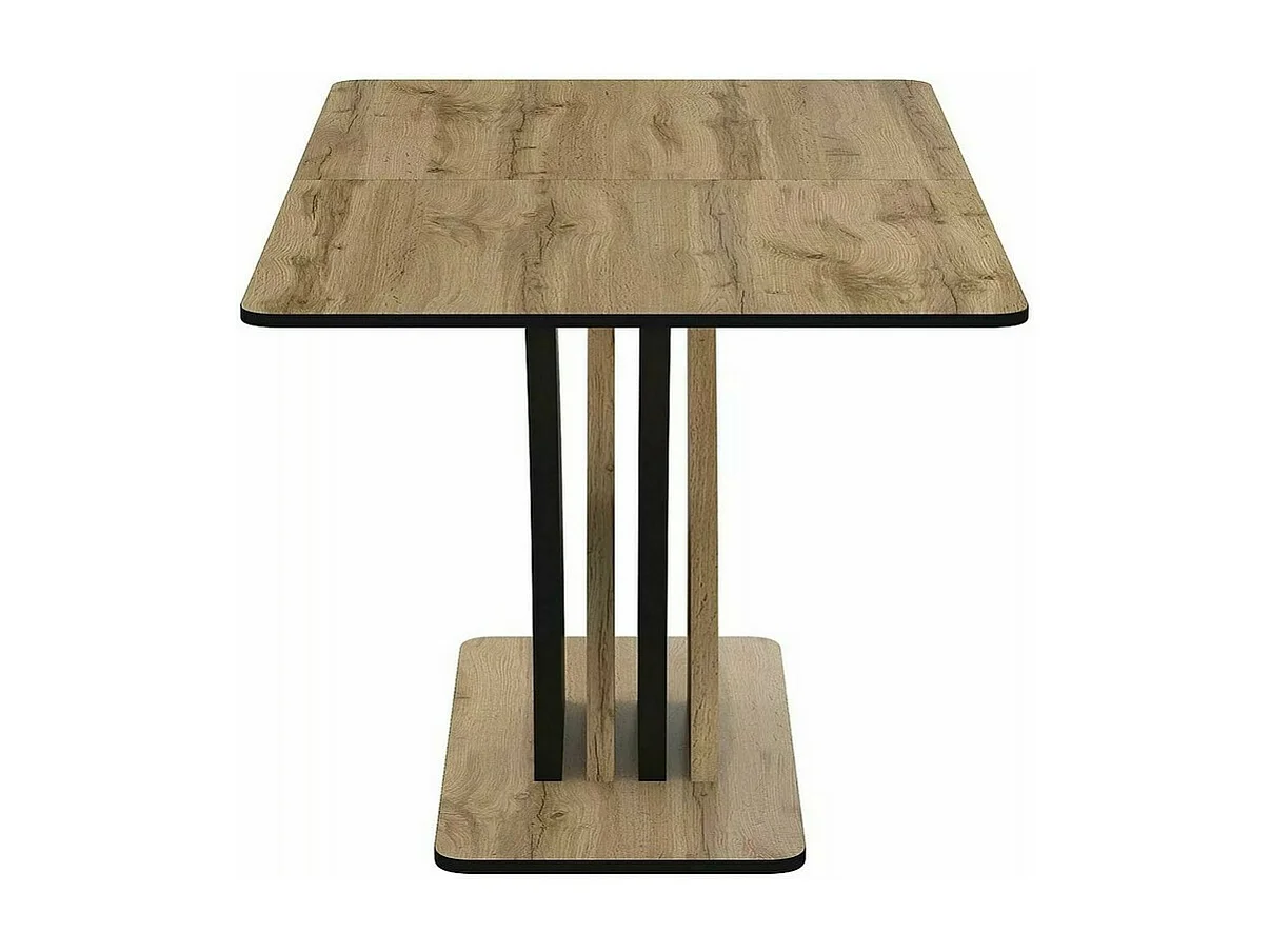 Mesa extensible Cassandra 120-160 cm negra y aspecto roble