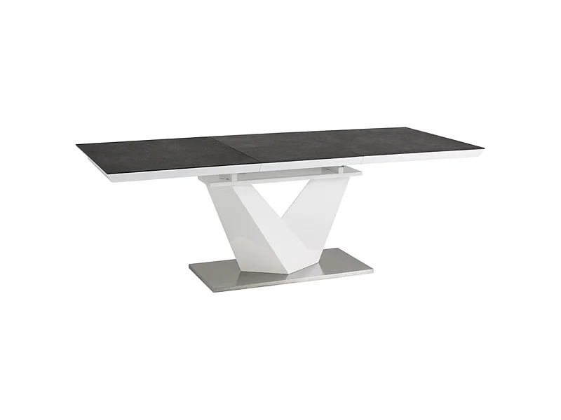 Table extensible rectangulaire blanc et granit 120 cm Semjo