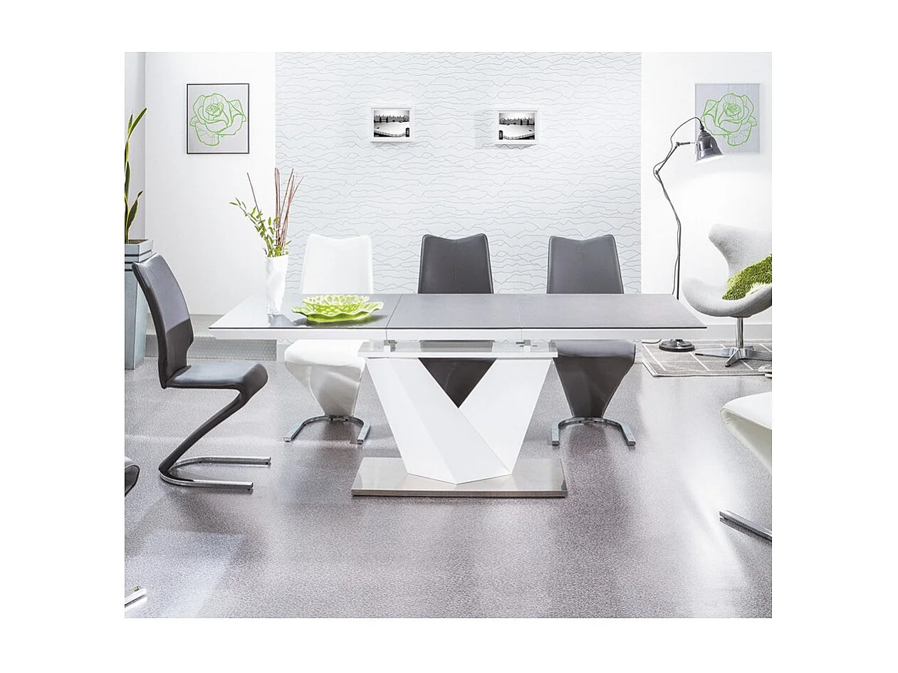 Table extensible rectangulaire blanc et granit 120 cm Semjo