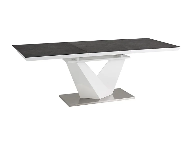 Table extensible rectangulaire blanc et granit 120 cm Semjo