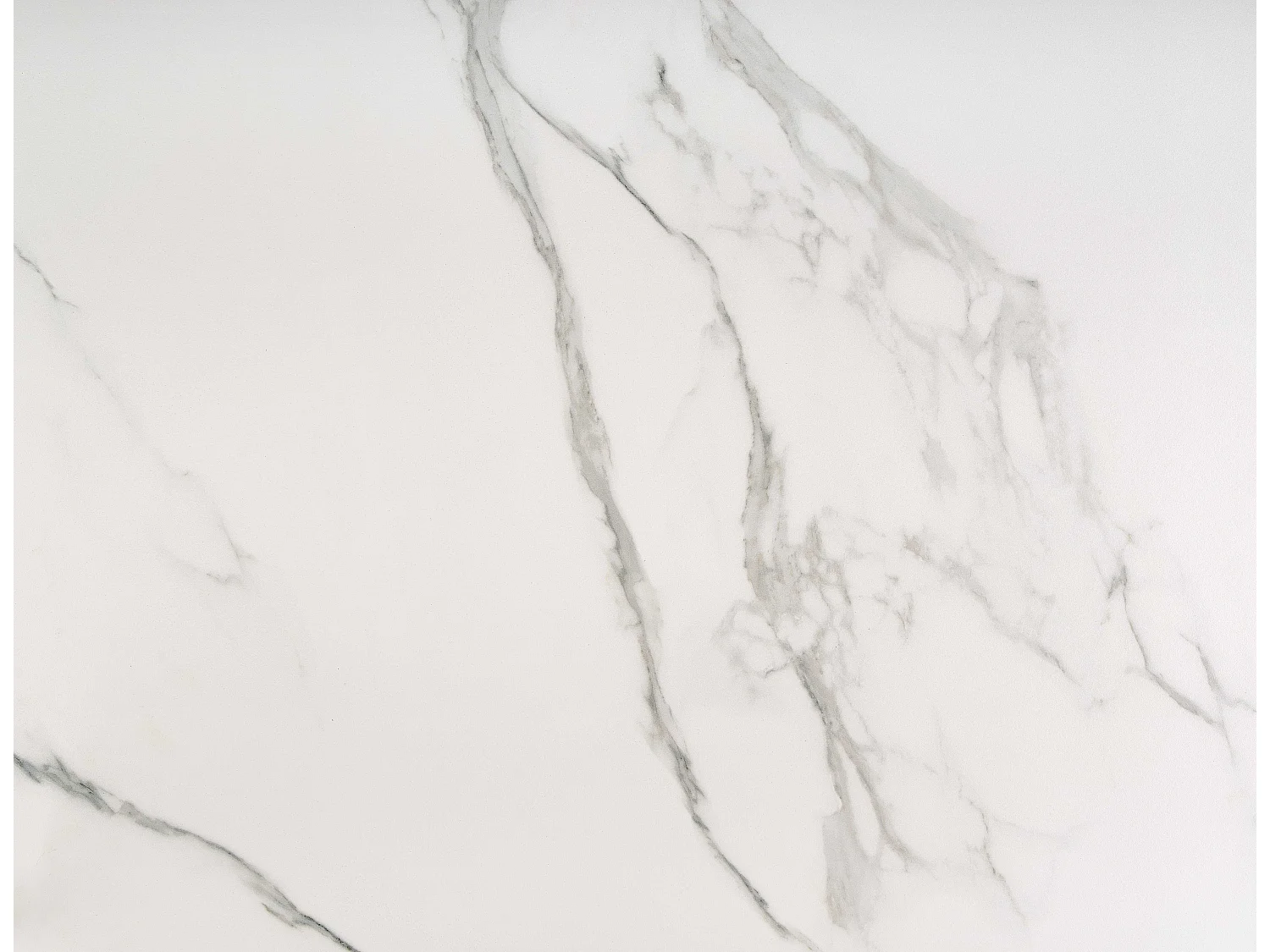 Mesa extensible contemporánea con tablero de aspecto mármol y pata central de diseño metálico blanco HORN