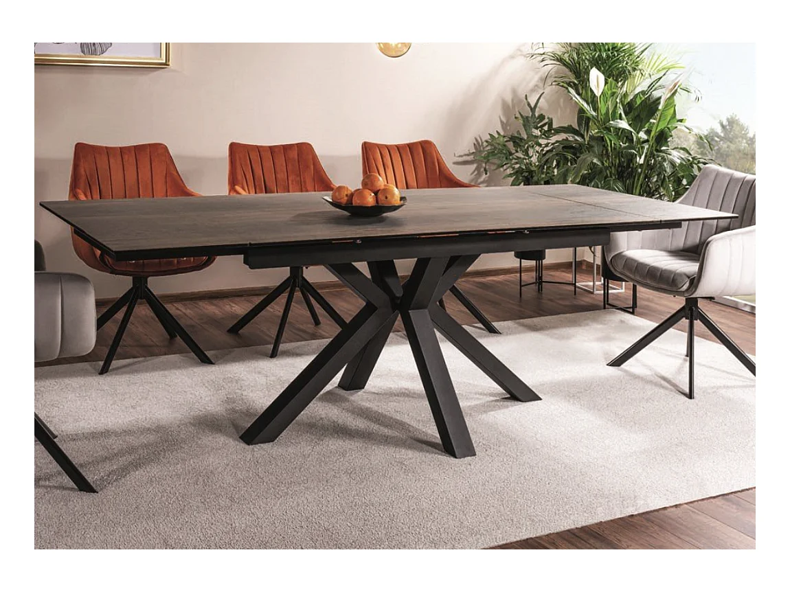Mesa extensible de diseño estilo madera, metal y cerámica Sway