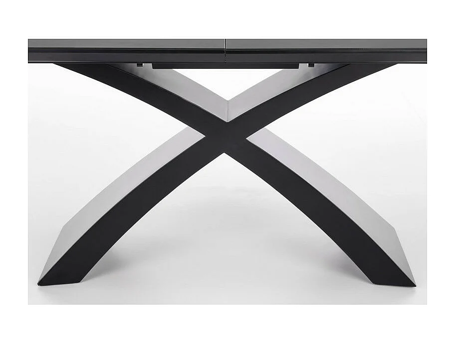Table à manger extensible avec plateau gris foncé et piètement central noir WOLF