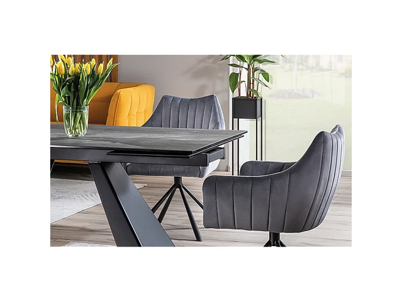 Table extensible métal & effet marbre gris 180-260cm Erol