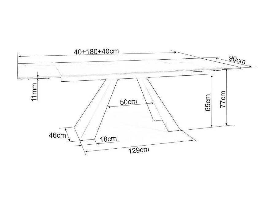 Table extensible métal & effet marbre gris 180-260cm Erol