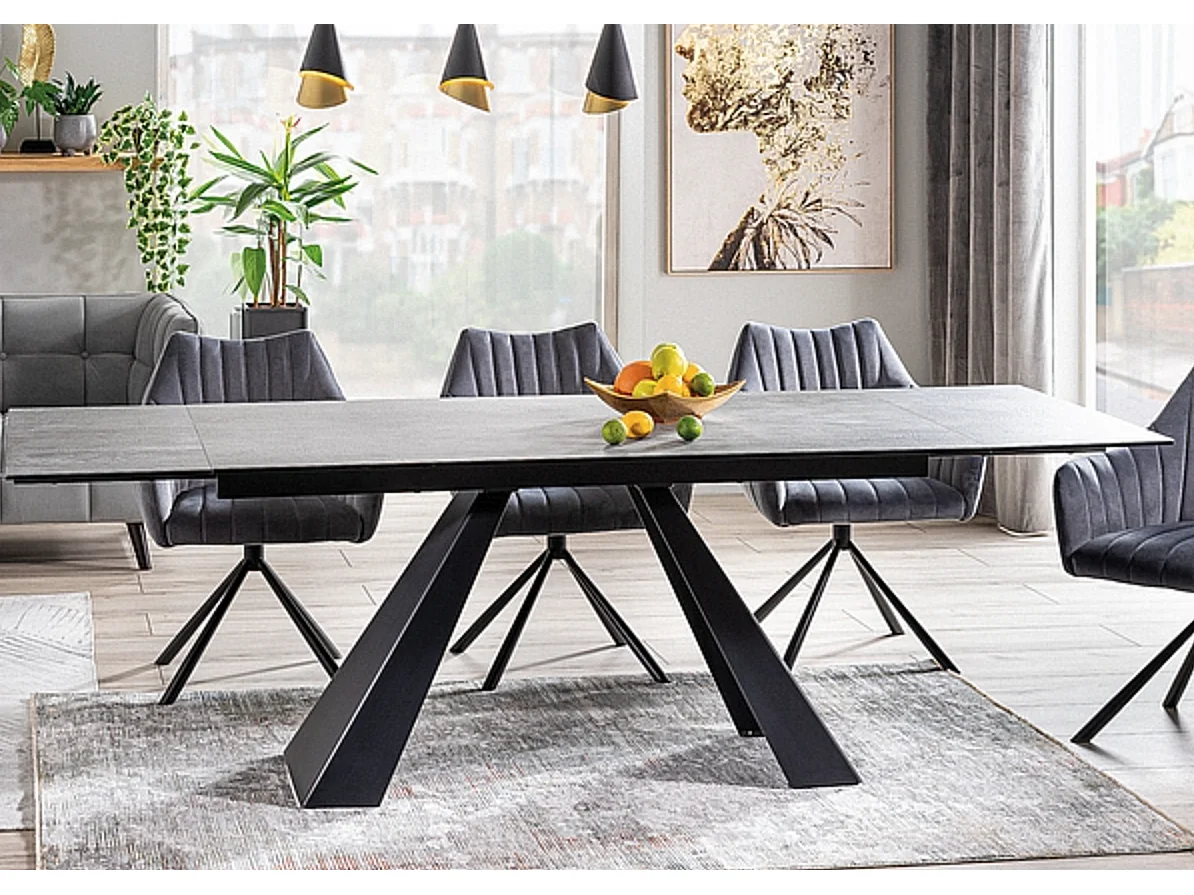 Table extensible métal & effet marbre gris 180-260cm Erol