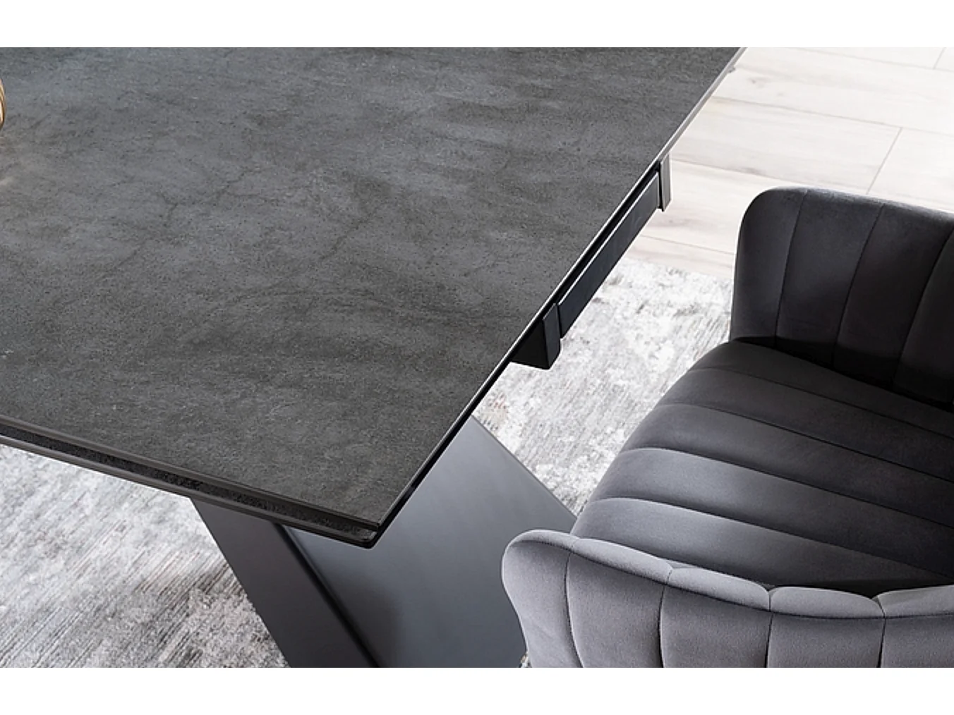 Table extensible métal & effet marbre gris 180-260cm Erol