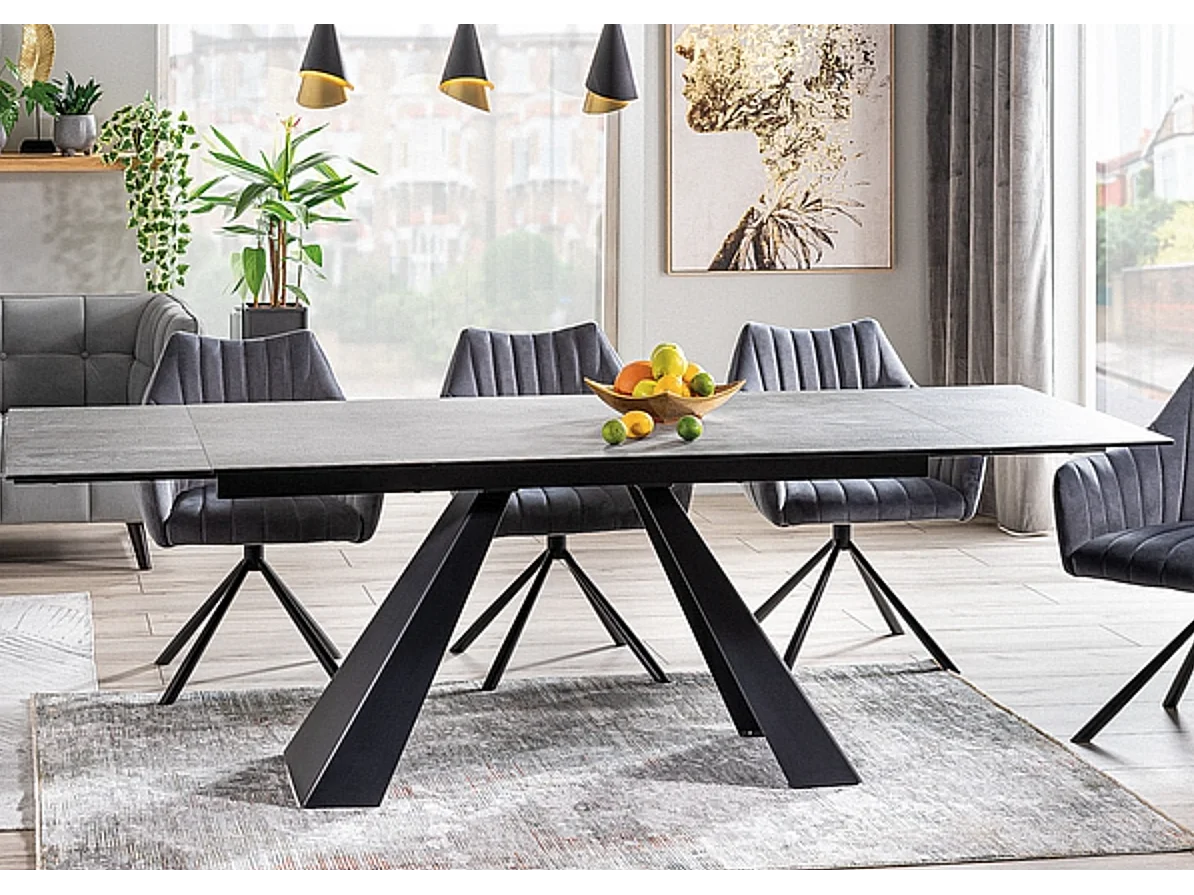 Erol Tavolo allungabile in metallo effetto marmo grigio 180-260cm