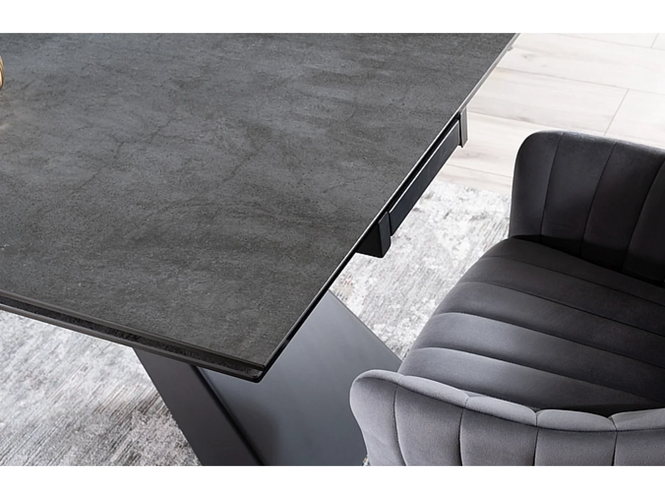 Erol Tavolo allungabile in metallo effetto marmo grigio 180-260cm