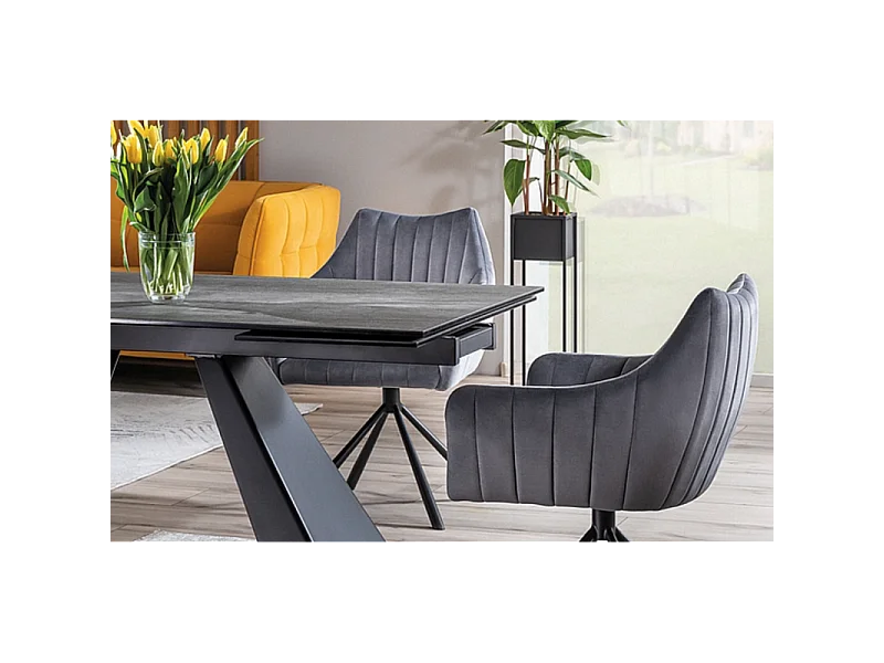 Erol Tavolo allungabile in metallo effetto marmo grigio 180-260cm