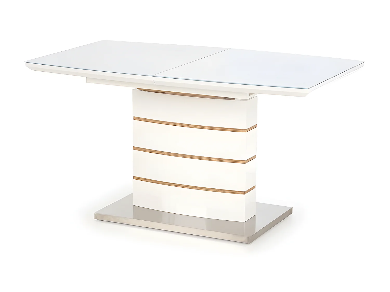 Mesa contemporánea lacada en blanco y madera 140-180x80cm Will