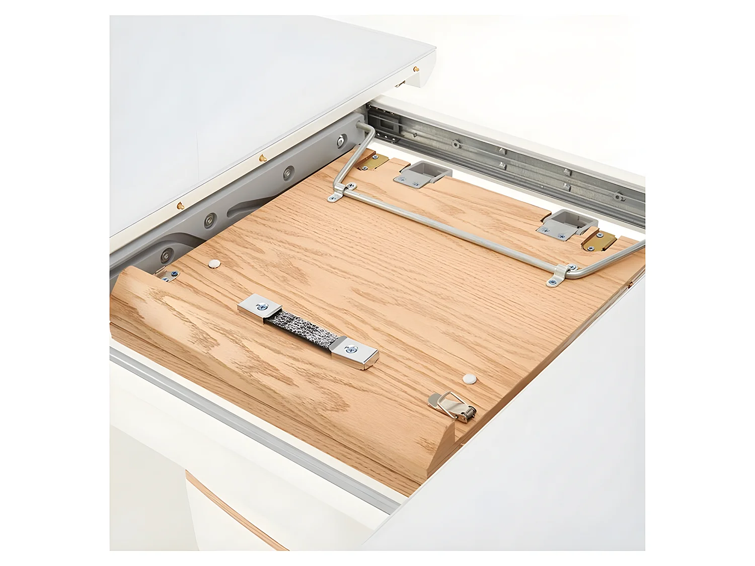 Mesa contemporánea lacada en blanco y madera 140-180x80cm Will