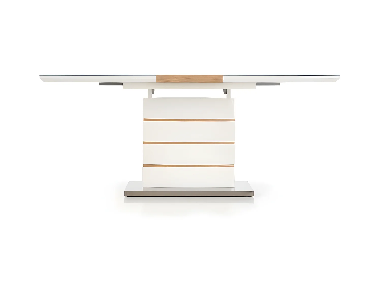 Table contemporaine blanc laqué et bois 140-180x80cm Will