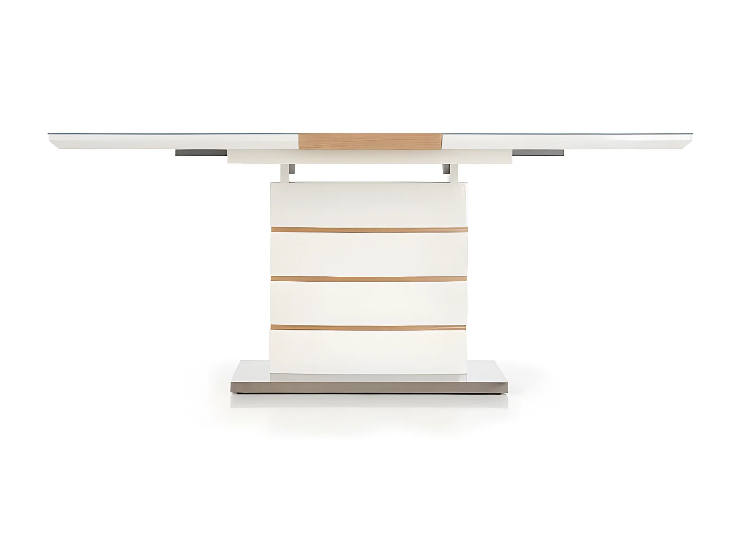 Mesa contemporánea lacada en blanco y madera 140-180x80cm Will