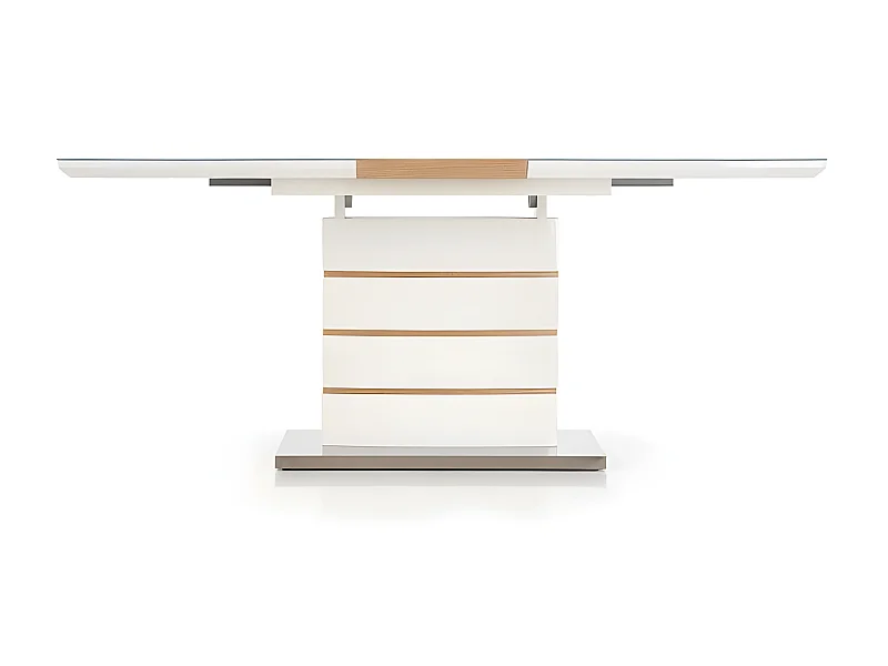 Table contemporaine blanc laqué et bois 140-180x80cm Will