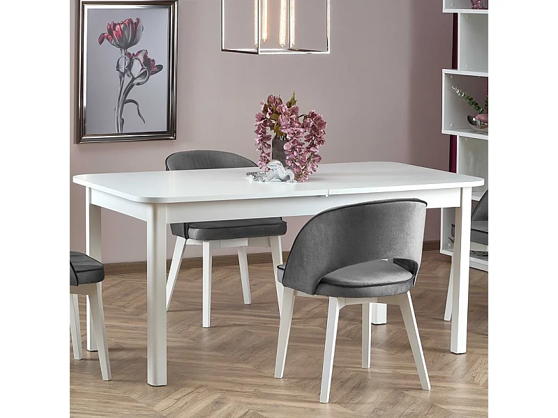 Table de salle à manger extensible 160-228cm blanche BREHAT
