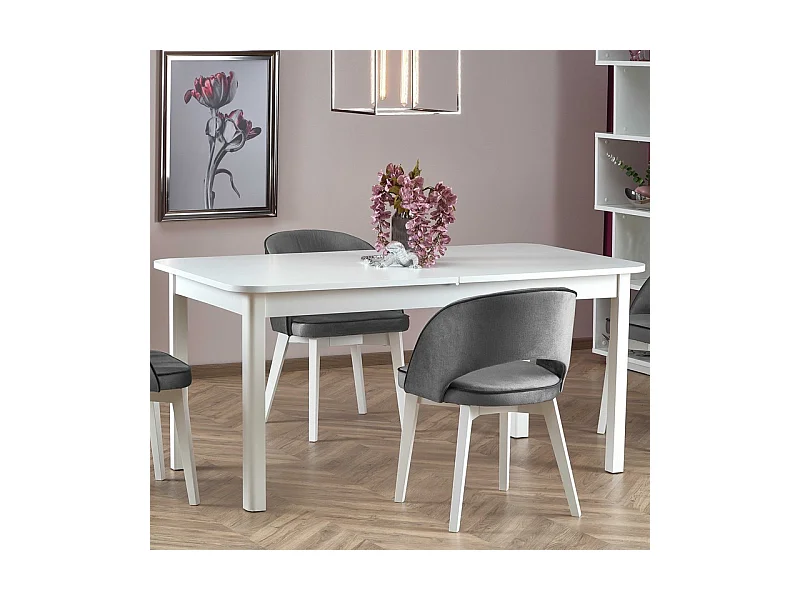 Table de salle à manger extensible 160-228cm blanche BREHAT