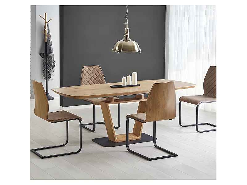 Original mesa de diseño de madera y metal 160/220x90cm Banff