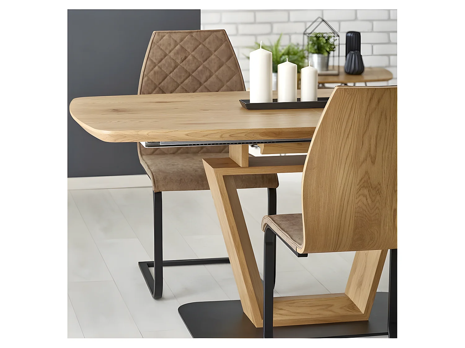 Tavolo di design originale in legno e metallo 160/220x90cm Banff