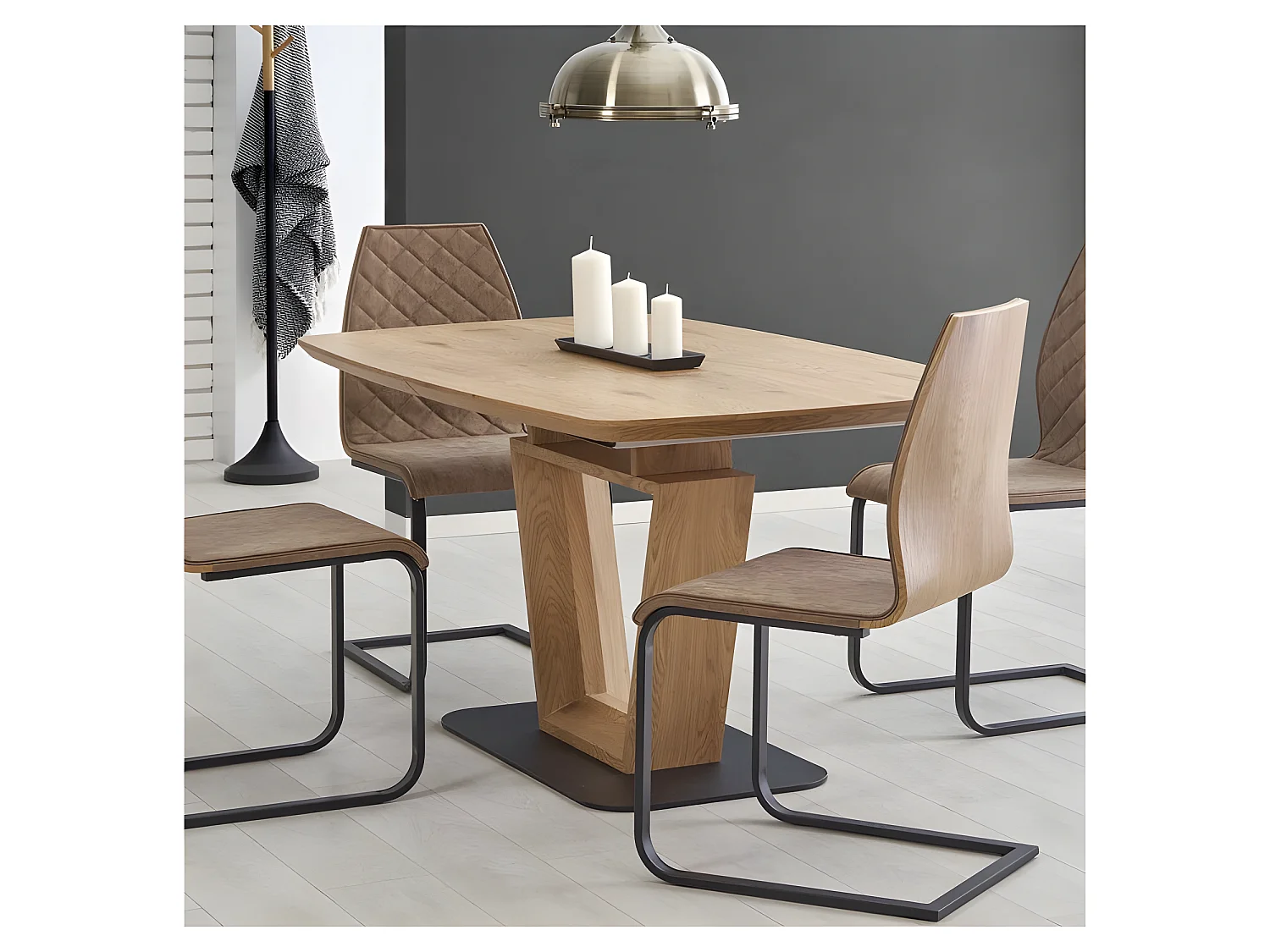 Tavolo di design originale in legno e metallo 160/220x90cm Banff