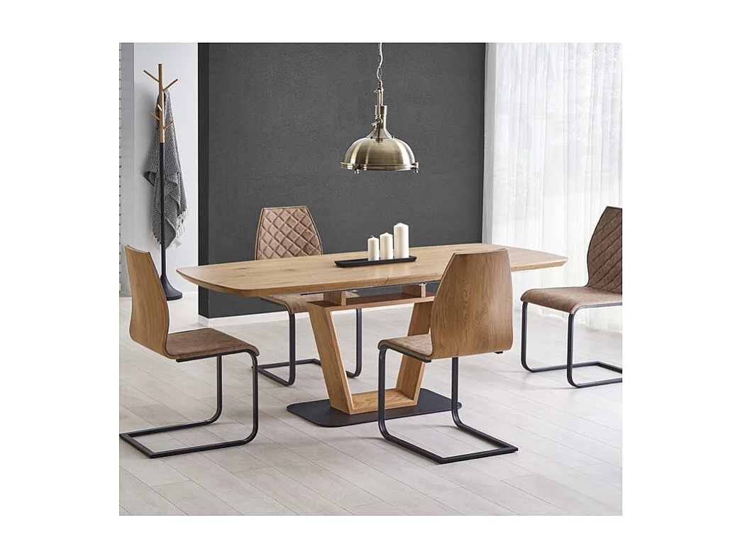 Table design originale bois et métal 160/220x90cm Banff