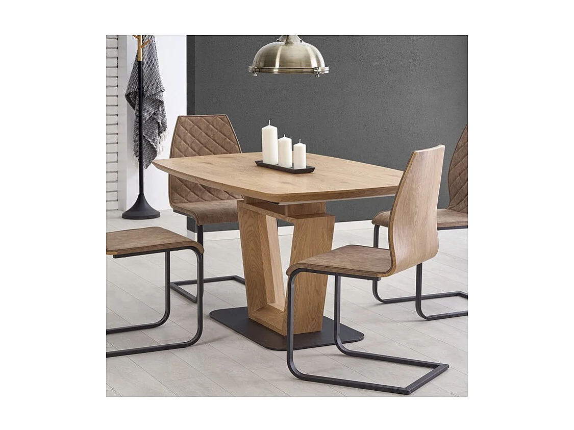 Table design originale bois et métal 160/220x90cm Banff