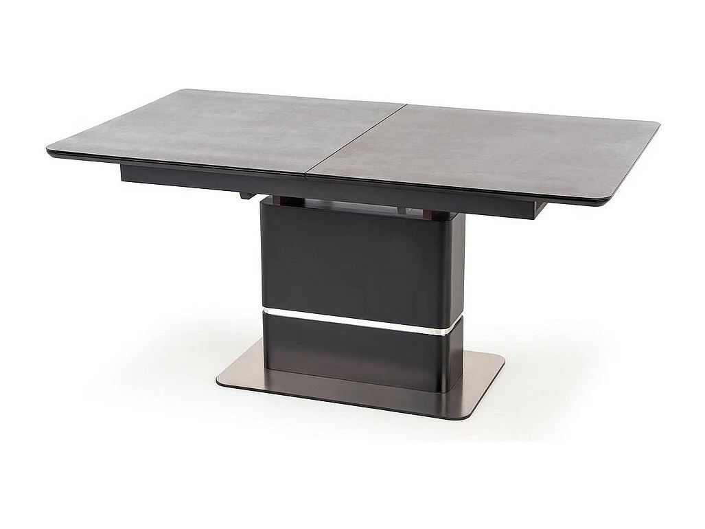Table de salle à manger extensible avec pied central design noir et métal CORVI