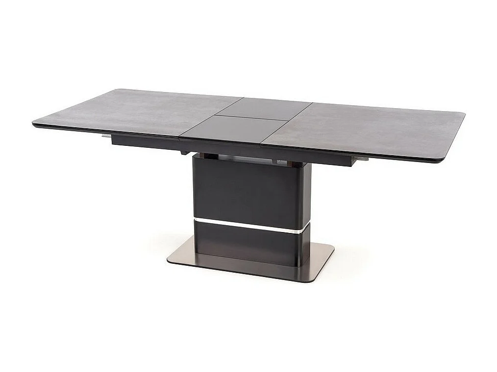 Table de salle à manger extensible avec pied central design noir et métal CORVI