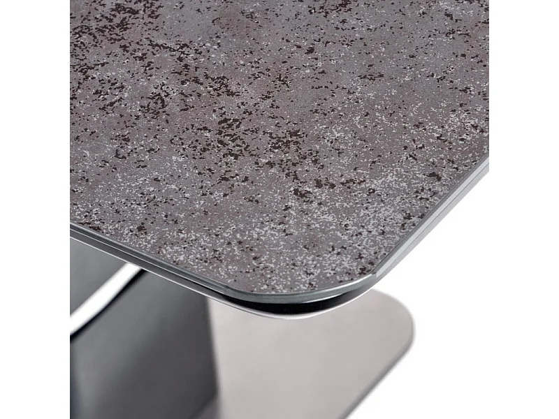 Table de salle à manger extensible avec pied central design noir et métal CORVI