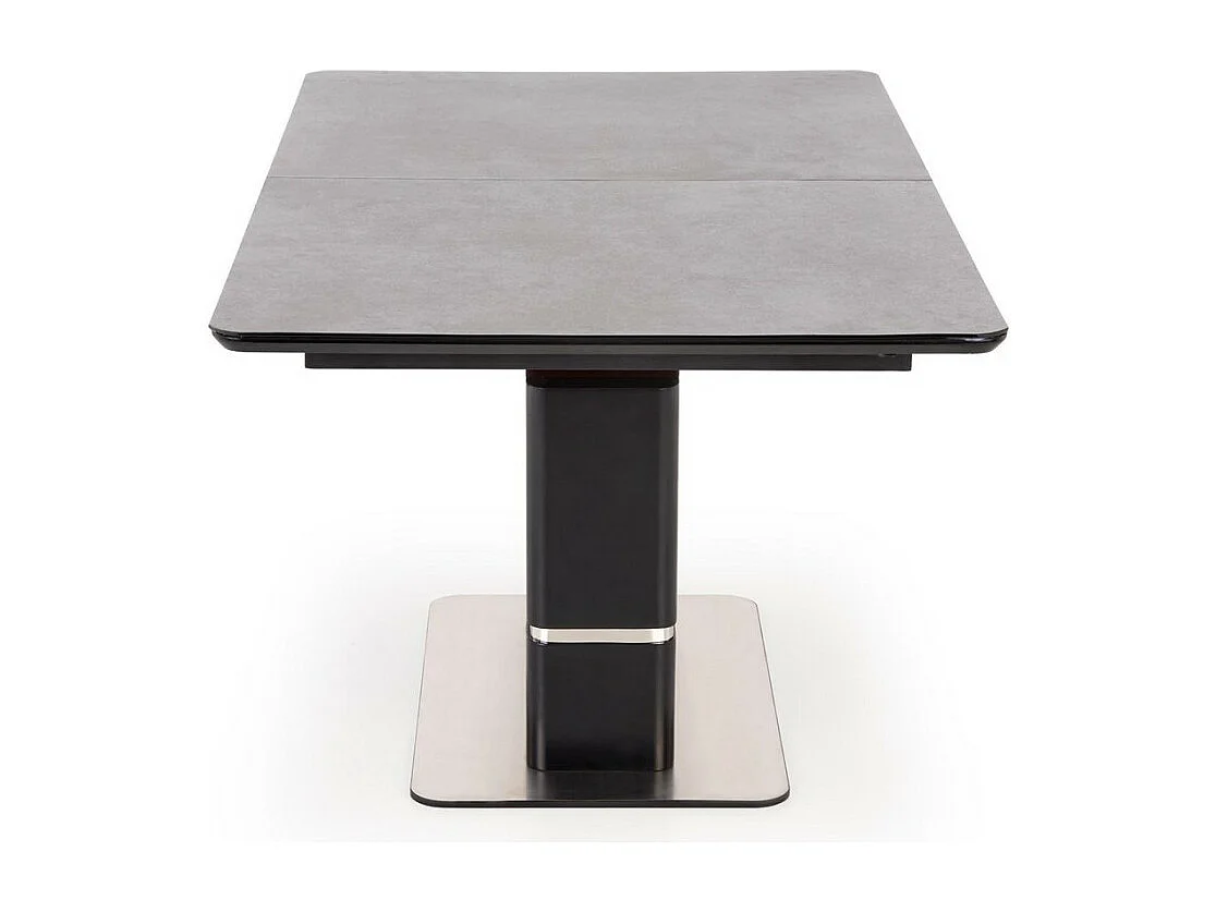 Table de salle à manger extensible avec pied central design noir et métal CORVI