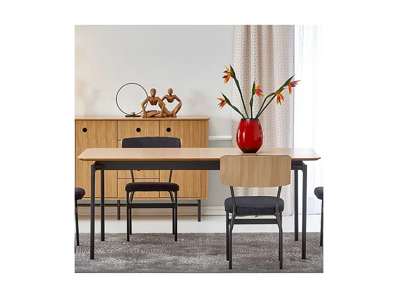 Table de salle à manger extensible avec pieds en métal noir PICKUP