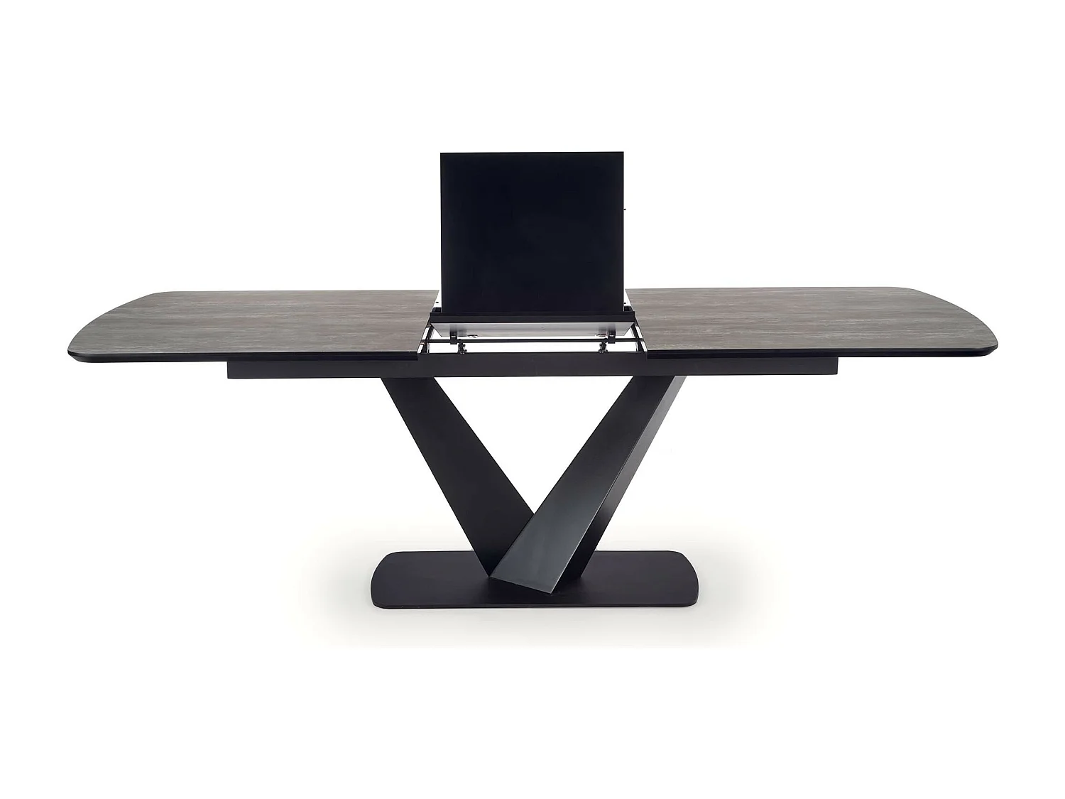 Mesa de comedor de diseño EPONA 180-230x95cm con pata central de metal negro