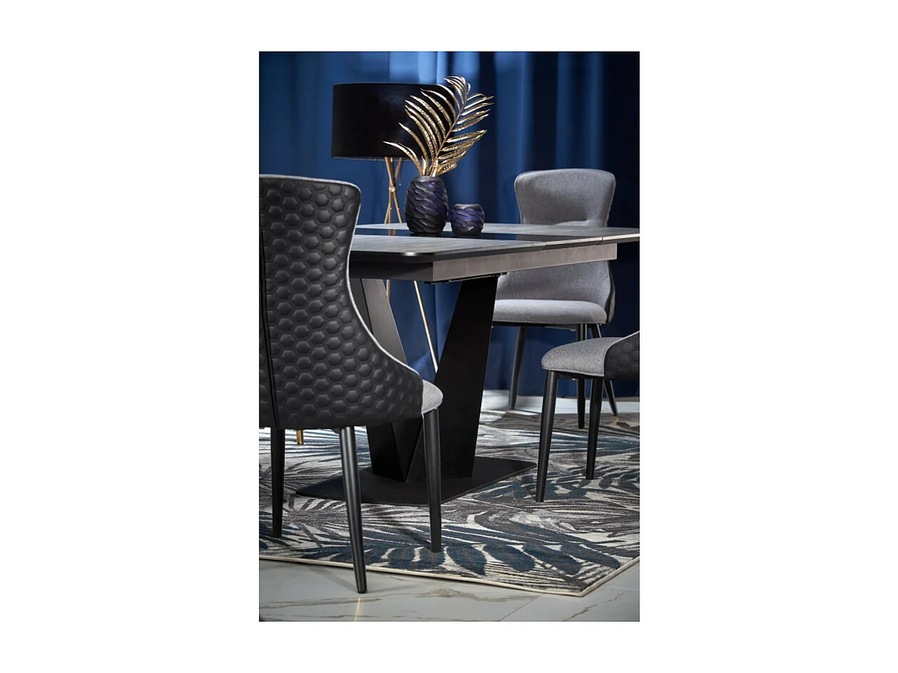 Mesa de comedor de diseño EPONA 180-230x95cm con pata central de metal negro