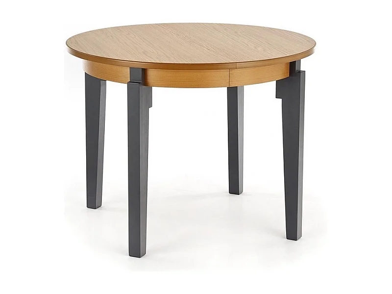 Mesa redonda extensible Cox de roble con patas gris antracita