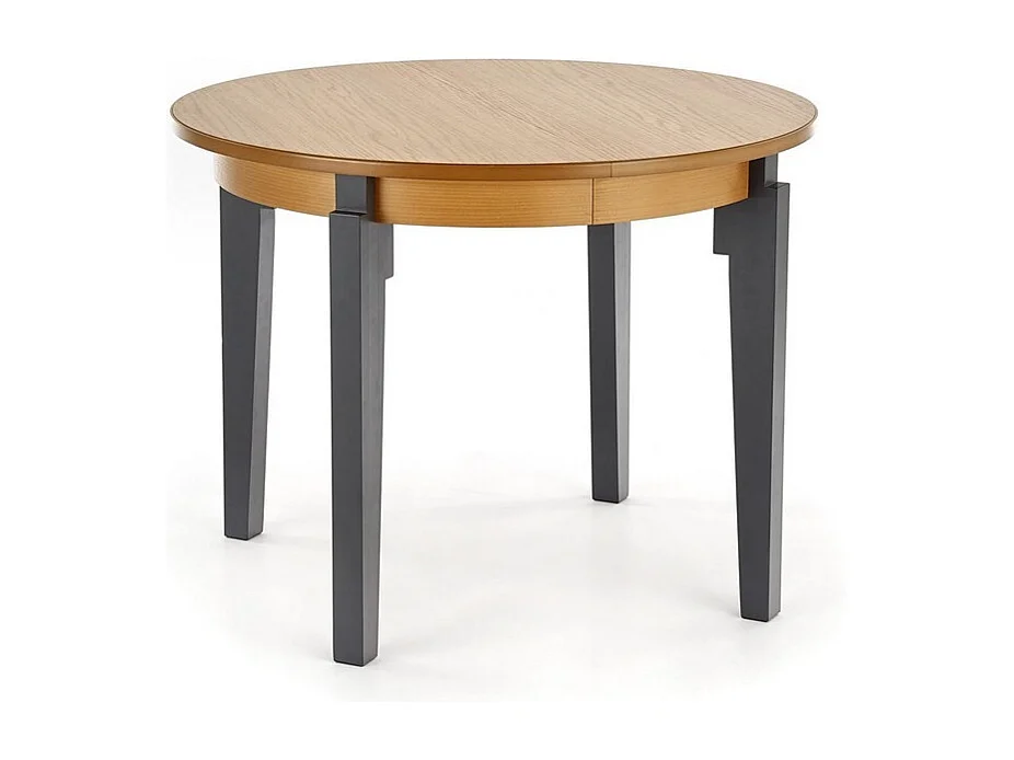 Piano del tavolo rotondo allungabile Cox in rovere con gambe grigio antracite